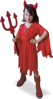 Zdjęcie produktu dla Kostium diablicy z cekinami na Halloween czerwony 3 do 4 lat (90 do 104 cm)