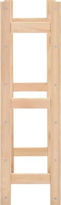 A close-up, straight-on view of a wooden wine rack against a white background.