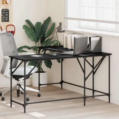Produktbild von Schreibtisch in Schwarz mit Eichen-Optik 149 x 149 x 75 cm