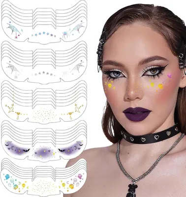 Productafbeelding van Halloween Make-up Tatoeages - Gezichtsverf Stickers - Feestdecoratie - 30 Vellen Verschillende Stijlen - 148 x 53 cm - Multicolor