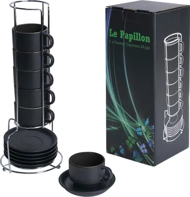 Produktbild von Le Papillon Espresso Mugs Set of 6 Black