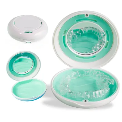 Produktbild von ZENT Zahnspangendose Retainer Case, Belüftungssystem und Spiegel, Weiß