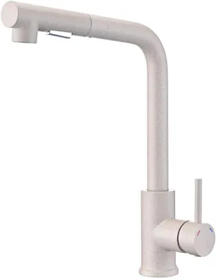 Produktbild von VBChome Küchenarmatur Beige mit ausziehbarer Brause 360° schwenkbar 2 Strahlarten Keramikkartusche Einhebelmischer Spültischarmatur Höhe 330 mm