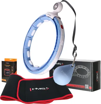 Produktbild von HMS HHM15 Hula-Hoop-Massageset mit Gewichten, Magneten und Zähler und BR163 Schlankheitsgürtel blau