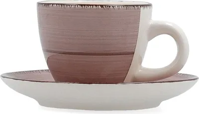 Produktbild von Tasse mit Untertasse Quid Vita Morning Rosa aus Keramik 90 ml (6 Stück)