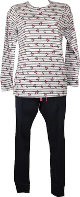 Immagine prodotto di Pigiama donna RAGNO cotone estivo manica lunga collo serafino pantalone lungo con polsini elastico in vita articolo DC25N1 JS CO, Taglia 46, Cotone 100%
