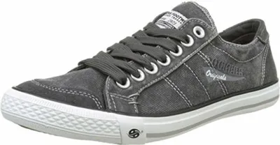 A single gray canvas sneaker is shown from a side-angle on a white background.