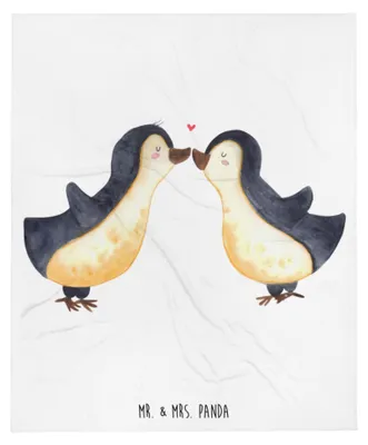 Produktbild von Mr. & Mrs. Panda Schlafdecke Pinguin Liebe - Weiß - Geschenk, Decke, Tagesdecke, Love, Wohndecke, Freundin, Geschenkidee, Hochzeitstag, Kuscheldecke, Bettdecke, Vertraut