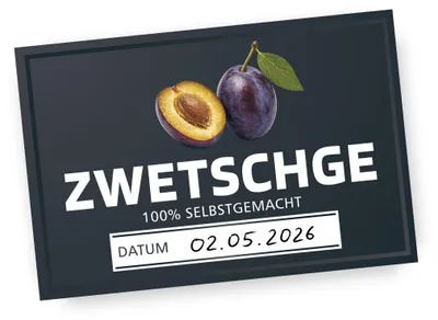 Produktbild von Itenga 50 x Marmeladenetikett Zwetschge - schwarz - rechteckig 6x4cm