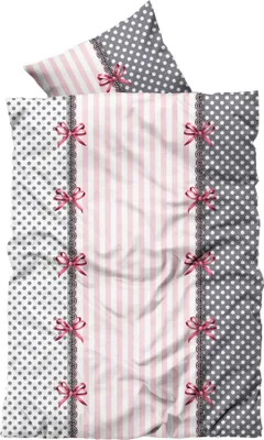 Produktbild von Winter Bettwäsche 200x200 cm rosa grau Doppelbett Flausch Warme Thermofleece