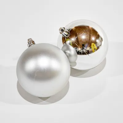 Immagine prodotto di Sfere di plastica, d. 8 cm, argento, 12x lucido, 12x opaco