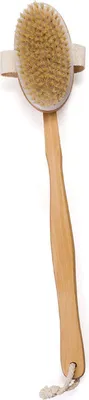 Produktbild von Naturborsten und langer Stiel - Gebogene Rückenbürste aus Holz - Hervorragend für eine sanfte Hautreinigung, Trockenmassage und sanftes Peeling, natürliche Farbe, 41 * 6,5 cm