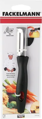 Produktbild von Fackelmann Universalschäler, Spargelschäler mit Klinge aus Edelstahl, Sparschäler für Obst und Gemüse (Farbe: Schwarz/Silber)