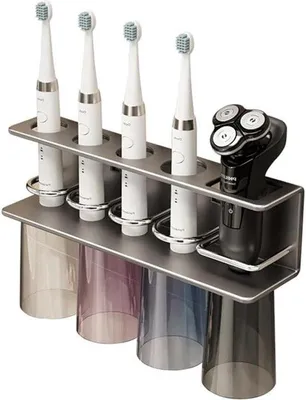 Immagine prodotto di Portaspazzolini elettrici per il bagno - 4 scomparti - montaggio a parete