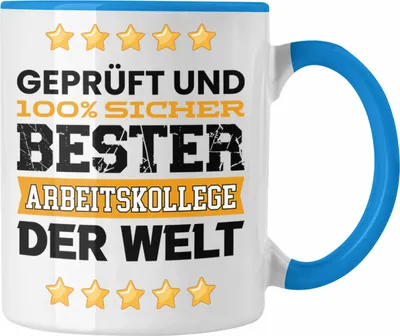 Produktbild von Trendation - Bester Arbeitskollege Der Welt Geschenk Tasse für Arbeitskollege Geburtstag Abschied Abschiedsgeschenk (Blau)