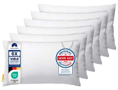 Produktbild von Gentle North Kopfkissen 40×60 – 6er-Set weiche Deko- & Sofakissen mit Reißverschluss, vielseitig einsetzbar und waschbar bis 60 °C, weiß