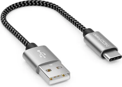 Produktbild von deleyCON 0,15m Nylon USB-C Kabel 15cm Kurz Ladekabel Datenkabel USB Typ C Metallstecker Laden & Synchronisieren von Handy & Smartphone