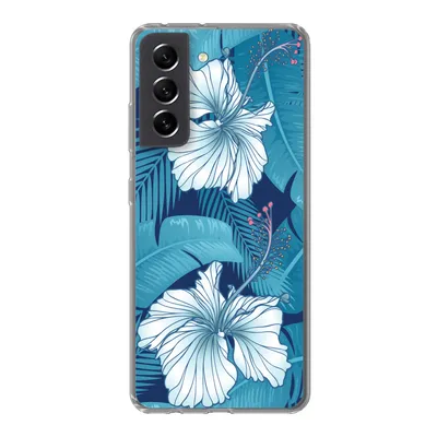 Produktbild von MuchoWow® Handyhülle Schutzhülle Hülle für Samsung Galaxy S21 FE Tropisch - Blumen - Blau Silikon Softcase Handy Hülle - Mobiltelefonhülle