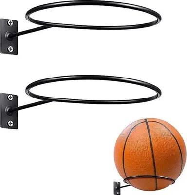 Produktbild von Wandgestellte Basketballhalterung aus Metall - 2er Set - Schwarz - für Basketball, Fußball, Volleyball