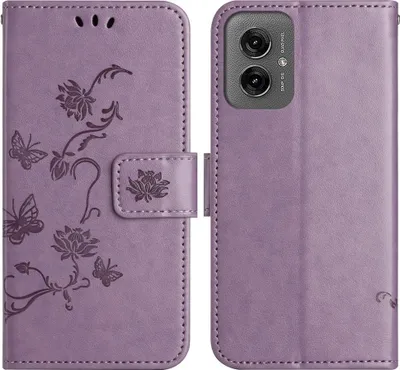 Produktbild von Motorola Moto G55 Hülle - Coverup Blumen & Schmetterlinge Klapphülle - Lila