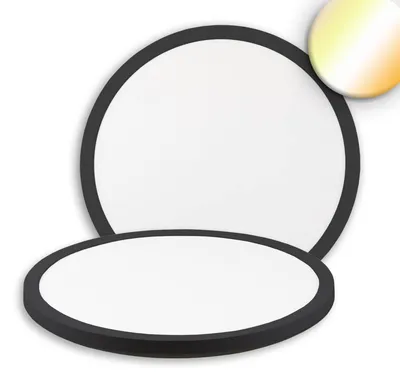 Produktbild von Isoled LED Deckenleuchte Slim400 PRO, 25W, schwarz, rund, IP44, DN400, 3000/4000/5000K, Up&Down 116715