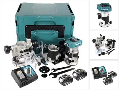 Obrázek produktu pro Akumulátorová multifunkční frézka Makita DRT 50 RFJ X2 18 V Li-Ion v balení Makpac včetně frézovacích modulů + 2x akumulátor 3.0 + nabíječka