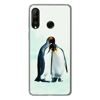Produktbild von MuchoWow® Handyhülle Schutzhülle Hülle für Huawei P30 Lite Pinguine - Schnee - Familie Silikon Softcase Handy Hülle - Handyhülle