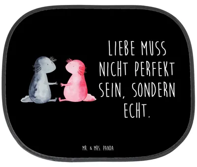 Produktbild von Mr. & Mrs. Panda Auto Sonnenblende Axolotl Liebe - Schwarz - Geschenk, autofenster sonnenschutz, Scheibenschutz, Hitzeschutz, Autoscheiben, Valentinstag, Schwanzlurch
