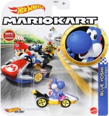 Produktbild von Hot Wheels Mario Kart MarioKart Yoshi and Standard Kart, Auto, 3 Jahr(e), Schwarz, Blau, Weiß, Gelb