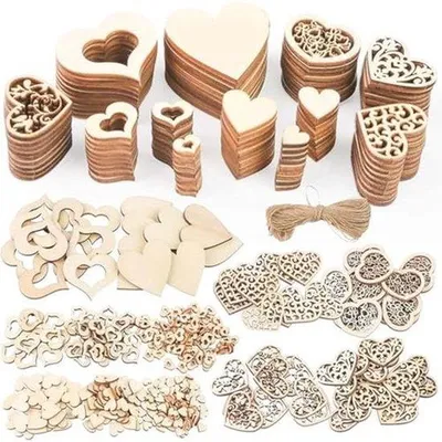 Produktbild von Famanu Holzherz-Dekorationen für Basteln und Hochzeiten - 510 Stück
