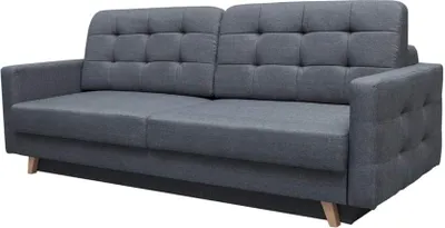 Produktbild von Sofa mit Schlaffunktion und Bettkasten, Couch für Wohnzimmer, Schlafsofa Federkern Sofagarnitur Polstersofa Wohnlandschaft mit Bettfunktion - 229 cm x 97 cm x 95 cm CARLA (Dunkelgrau - Sawana 05)