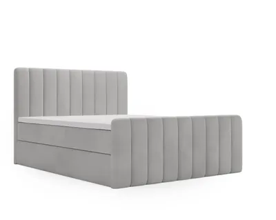 Produktbild von MYSEN Boxspringbett 160x200 Magic Plus mit Bettkästen mit Matratze (14 cm) mit Topper (4 cm) Komplett-Set Polsterbett Bonell H3 Hellgrau