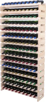 Produktbild von Weinregal VINOTECA FLEX PRO | HxBxT 205x103x28cm | 150 Flaschen auf 15 Ebenen | Massives Kiefernholz | Natur unbehandelt