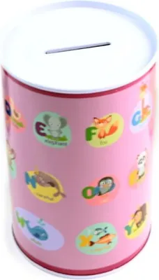 Produktbild von Spardose Metall 13cm Buchstaben Alphabet - Sparbüchse Dose Kinder Bunt Nicht zu öffnen