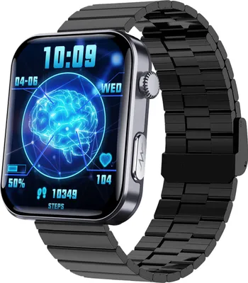 Imagen del producto de Reloj inteligente: mide la frecuencia cardíaca, la presión arterial, el nivel de oxígeno en la sangre y los pasos. Correa de edición Black Bamboo