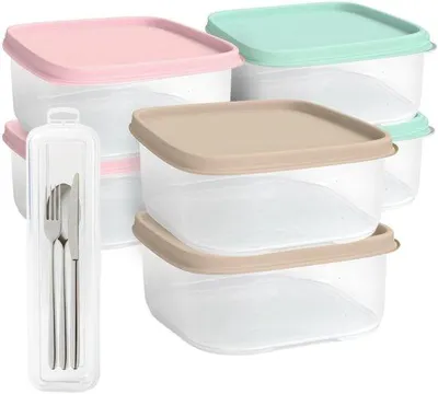 Image de Boîtes isothermes 600 ml sans BPA, lot de 6 avec couvercles