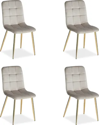 Produktbild von Homestyle4u Polsterstuhl Gold 4er Set Esszimmerstuhl Creme Polstersessel Küchenstuhl