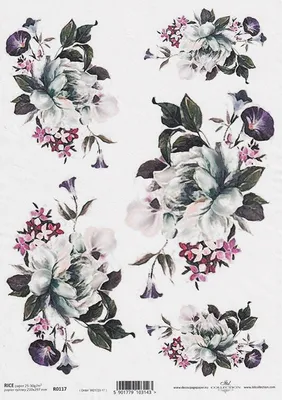 Produktbild von ITD Reispapier Decoupage Bastelpapier Softpapier, R0117 Blumen