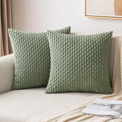 Productafbeelding van Kussensloop, corduroy, set van 2, 45x45 cm, grasgroen