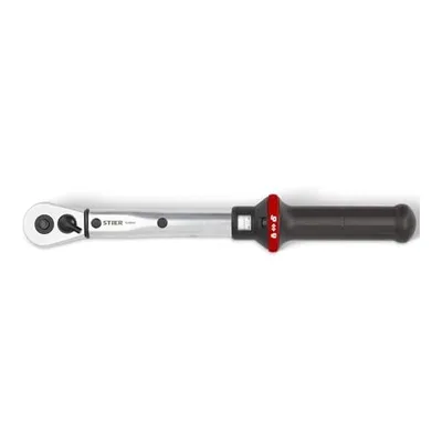 Produktbild von STIER Drehmomentschlüssel, 1/2 Zoll, 10-50 Nm, Umschaltknarre, hohe Auslösegenauigkeit, Auslösesignal, DIN 3120, Druckknopf am Kopf, Einschubring