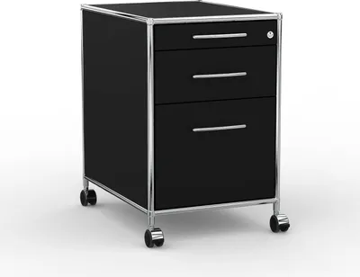 Produktbild von VERSEE Rollcontainer 60 cm mit Hängeregistratur – Holz Schwarz – Bürocontainer