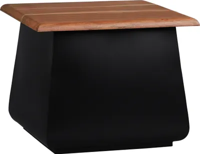 Produktbild von WOMO-DESIGN Beistelltisch Sheffield, 50x40x50 cm, rechteckig, Schwarz-Natur Akazienholz & Metall, Handgefertigt, Massivholz Couchtisch/Kaffeetisch