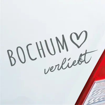 Produktbild von Auto Aufkleber Bochum verliebt Herz Stadt Heimat Liebe Car 19x8 cm Grau Sticker Heckscheibenaufkleber