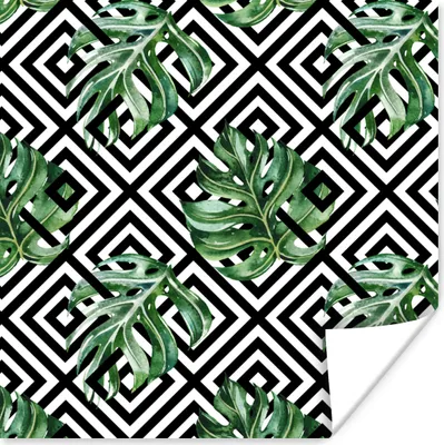 Produktbild von MuchoWow® Poster Monstera - Blätter - Tropisch - Dschungel - Muster 75x75 cm - Wand Dekoration
