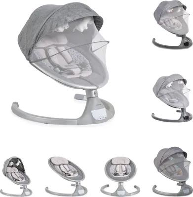 Produktbild von Cangaroo Babywippe iSwing, Musikfunktion, Timer, Fernbedienung, Aluminiumrahmen silber