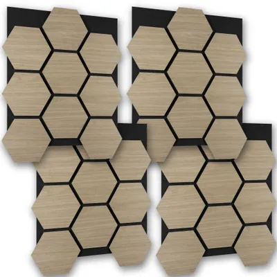 Produktbild von Akustikpaneele Sonic Shield Holzoptik in Eiche dunkel je 76 x 62 x 1,8 cm, Größe flexibel anpassbar