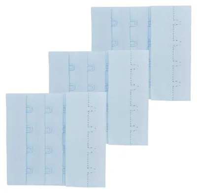 3 Paar BH-Verschluss zum annähen 70 mm 4 Reihen Dessous BH Zubehör Unterwäsche hellblau