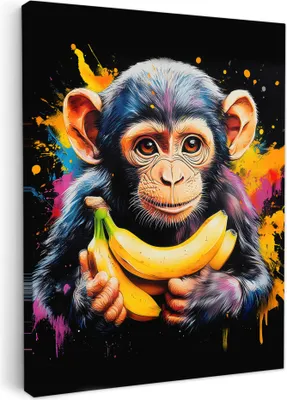 Produktbild von Leinwand Bilder 60x80 cm - Graffiti - Affe, Wandbilder, Wanddeko Wohnzimmer, Bild