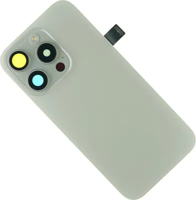 Produktbild von Gehäuse Rückseite für iPhone 15 Pro Backcover Rückseite hinten Kameraglas Abdeckung + Ladespule, Weiß