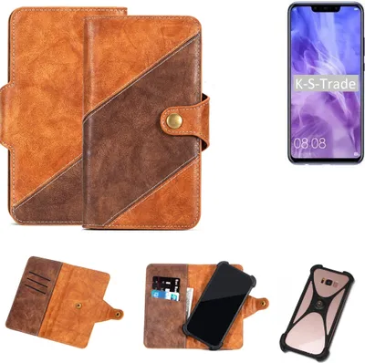 Produktbild von K-S-Trade Handy-Hülle Schutz-Hülle Bookstyle Case Wallet-Case kompatibel mit Huawei Nova 3 Handy Cover Bumper Kantenschutz Smartphone dunkelbraun